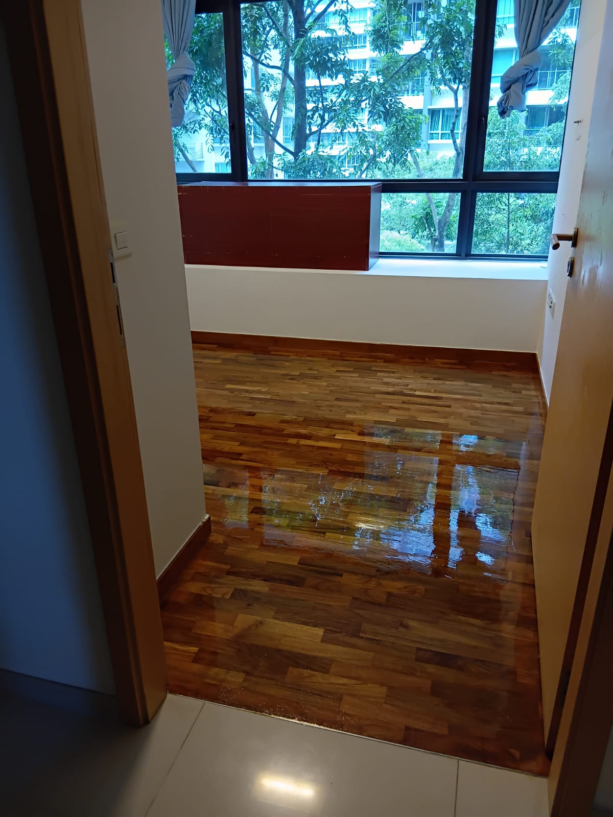 Basketweave parquet, fresh varnish