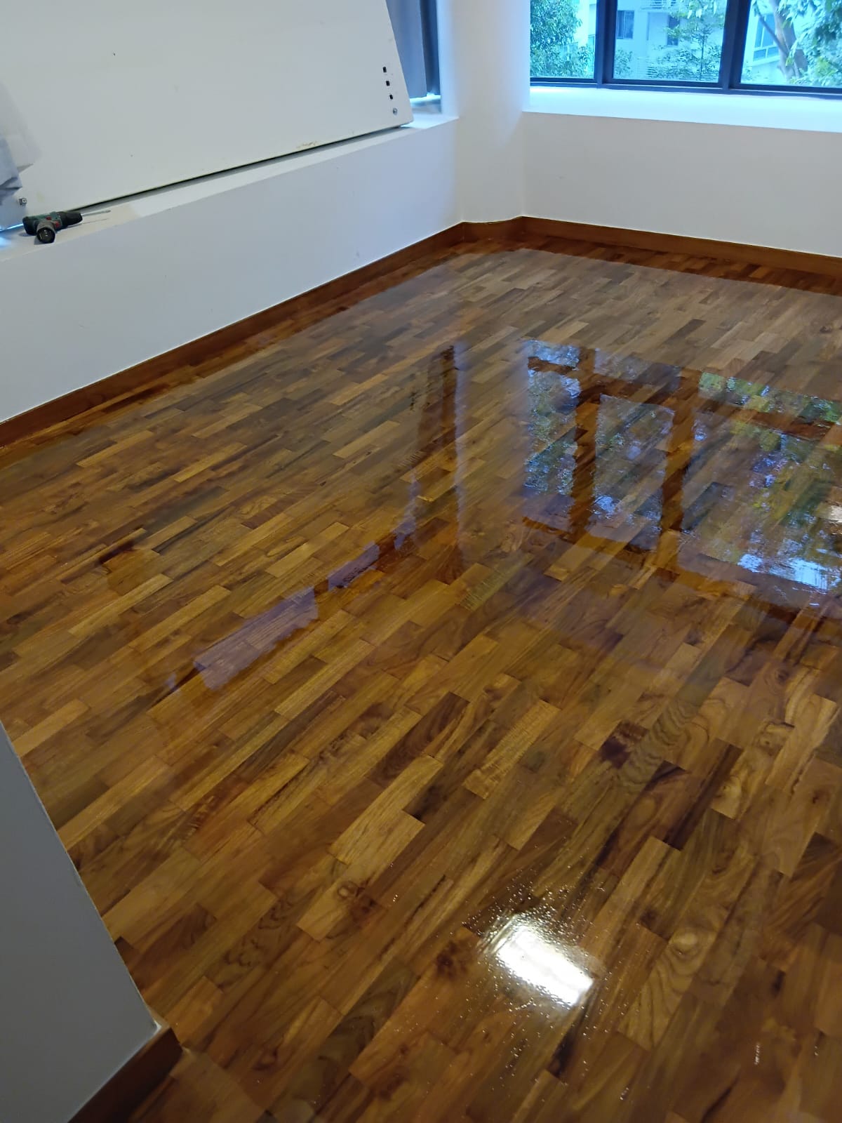 Parquet refinishing, HDB bedroom