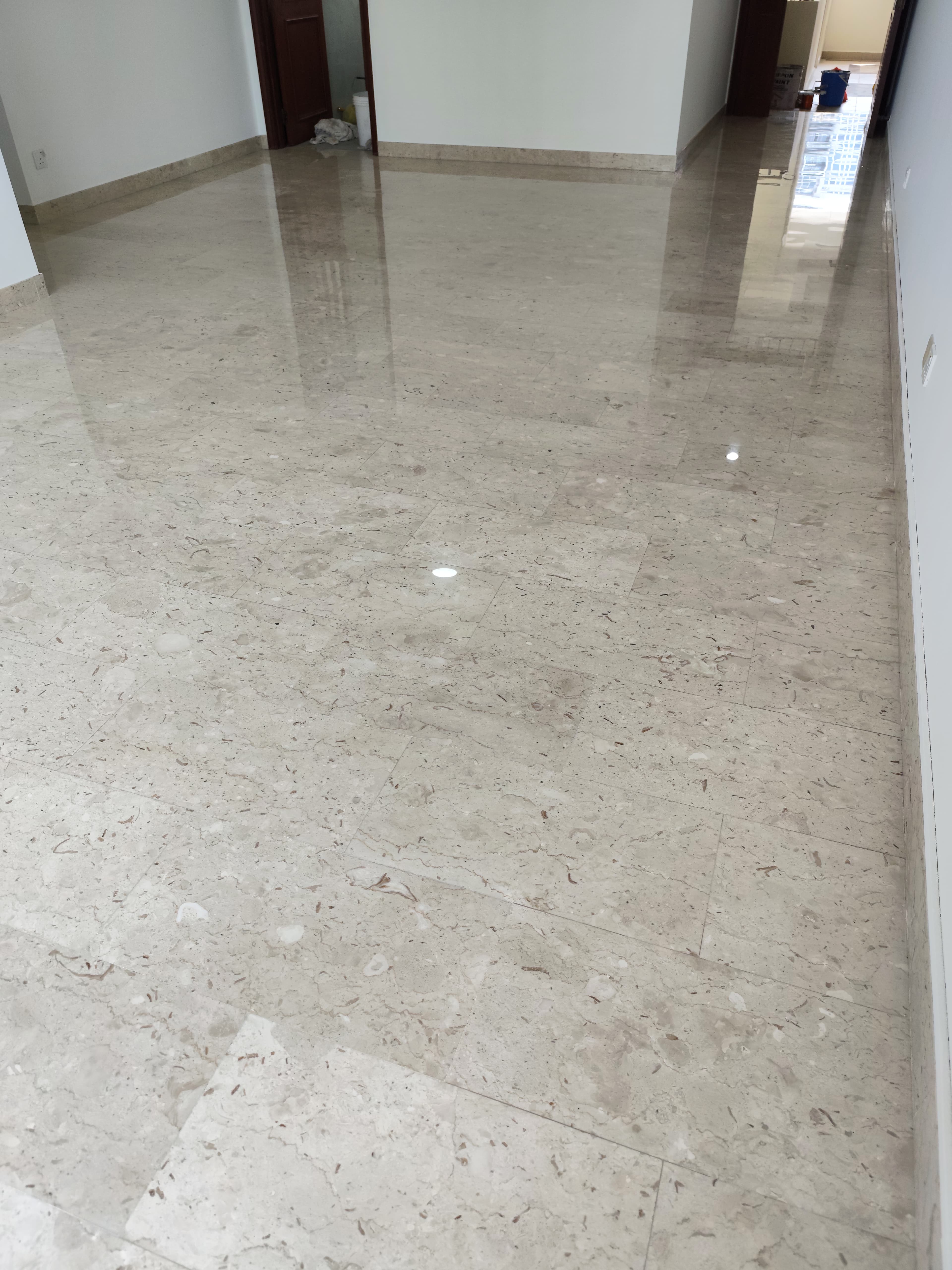 Shellstone polish, open-plan flat